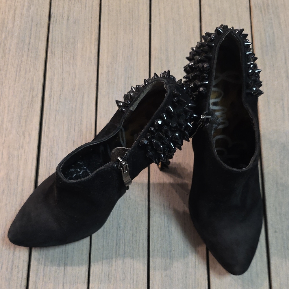 Sam Edelman Renzo Black Spiked Studded Heeled Boots